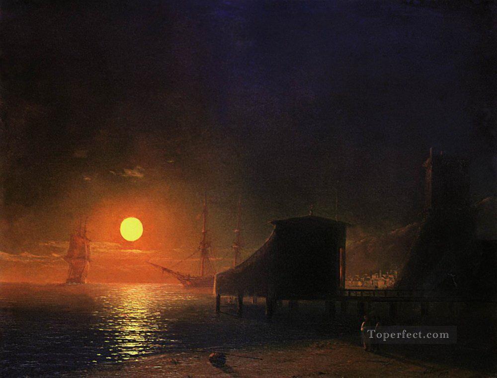 moonlight in feodosia 1852 Romantic Ivan Aivazovsky Russian Oil Paintings